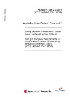 AS/NZS 61558.2.9-2003